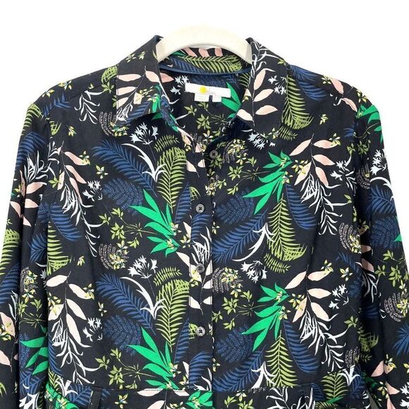 Boden Cosima floral tropic palm Romper in Black Safari Fern Size 2P Petite - Picture 4 of 11